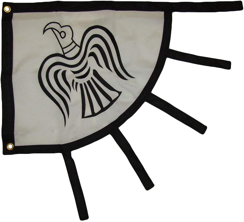 2x3 Viking Raven White Black 2'x3' Premium Quality Heavy Duty Nylon Embroidered 600-D 2-Ply Flag With 2 Clips (Imported)
