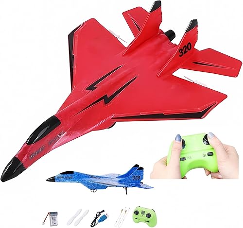 Avión inalámbrico de juguete con luces, recargable por USB SU-35 RC planeador de avión de control remoto, espuma resistente a caídas al aire libre,