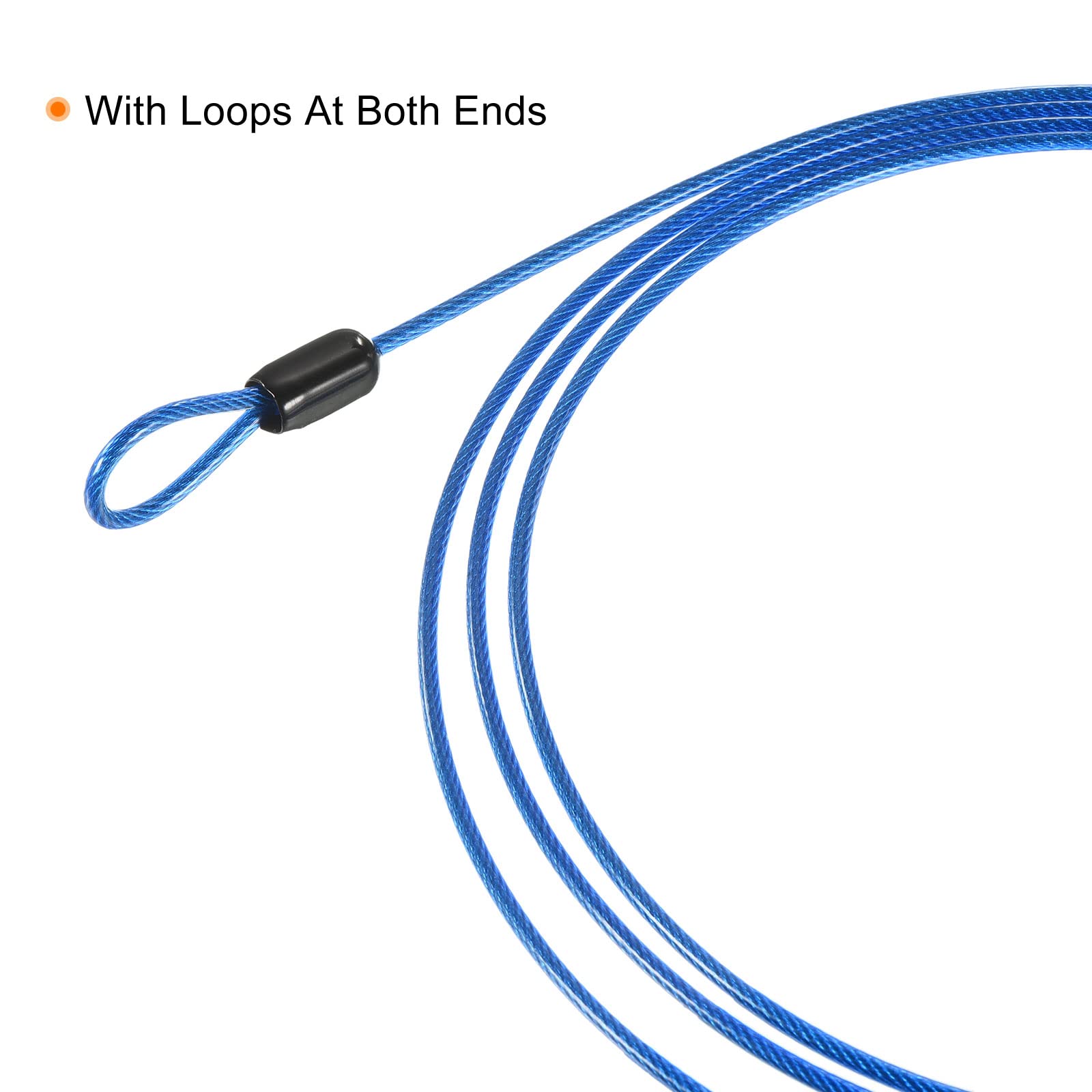 PATIKIL Security Steel Cable 2.5mm x 1m/3.28ft Coated Luggage Lock Wire Rope with Double Loop Blue, 2.5mmx1m - Image 4