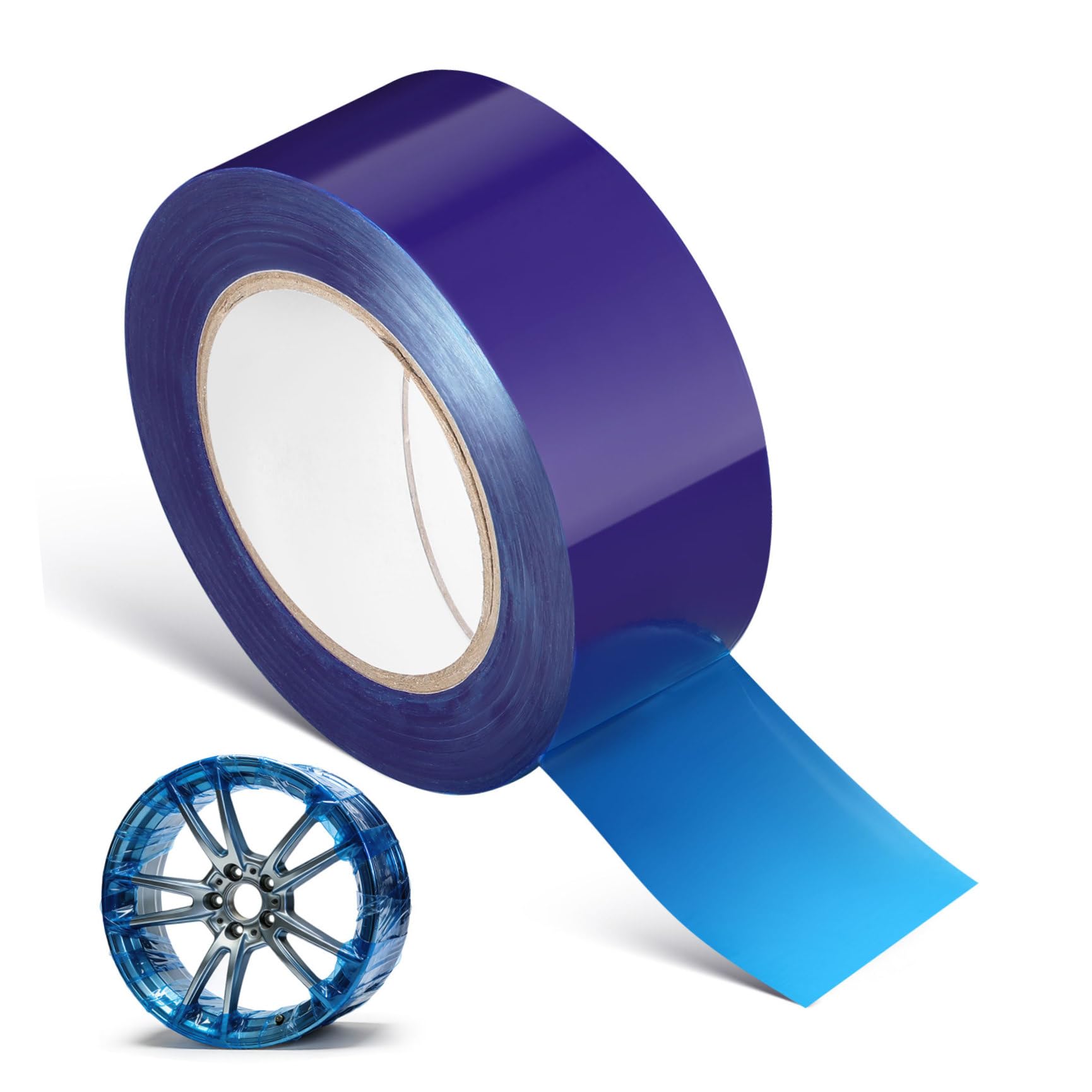BETOOKY Nastro Autoadesivo Protettivo Blu PE per Cerchioni Auto, Larghezza 5,2 CM, Pellicola Antigraffio per Pneumatici, Protezione Resistente per Ruote di Auto e Moto