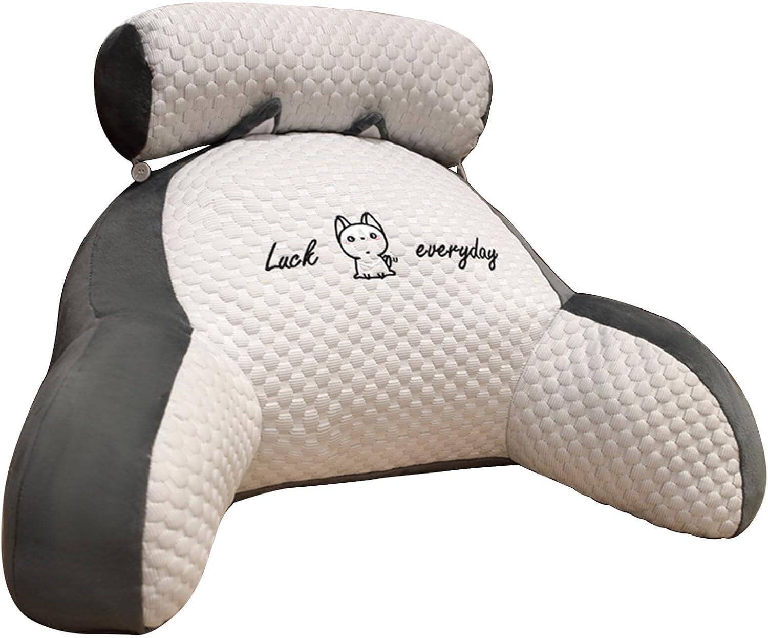 Bed Rest Reading Pillow - Cooling Large Back Pillow with Detachable Neck Roll & Arms Soft Lumbar Pillows Rest Cushion for Sitting In Bed Couch Relaxing Watching TV Gaming Cars Floor Pillow (S,#1)