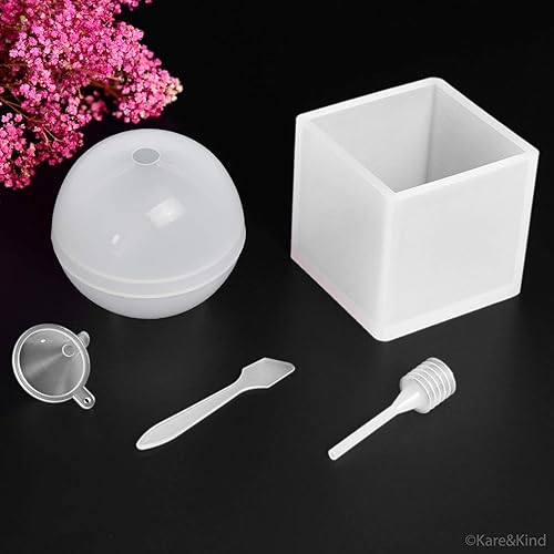 Miniatura 2 de Moldes epoxi de arcilla poliméricaresina  Juego de 2 formas de silicona  CuboEsfera  Crea tus propios objetos transparentes u opacos  Fácil de