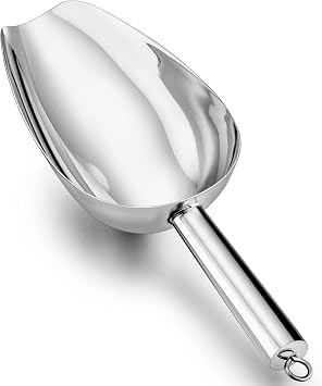 LIANYU Large Ice Scoop, 24 Ounce Stainless Steel Scooper for Canisters, Metal Scoops for Dry Goods, Heavy Duty Utility Scooper for Kitchen Bar Shop, Mirror Finish, Dishwasher Safe