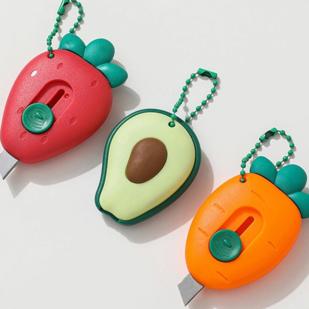 Lot De 3 Mini Couteaux Utilitaires De Sécurité, Coupe-boîte en Forme De Fruit, Ouvre-Lettre Rétractable