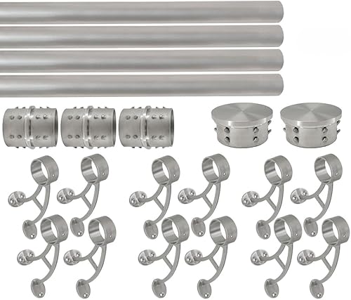 Miniatura 7 de Kit de riel de pie de montaje en barra sólida (a medida), tubo de acero inoxidable cepillado (2 pulgadas de diámetro exterior, 10 pies  60 pulgadas