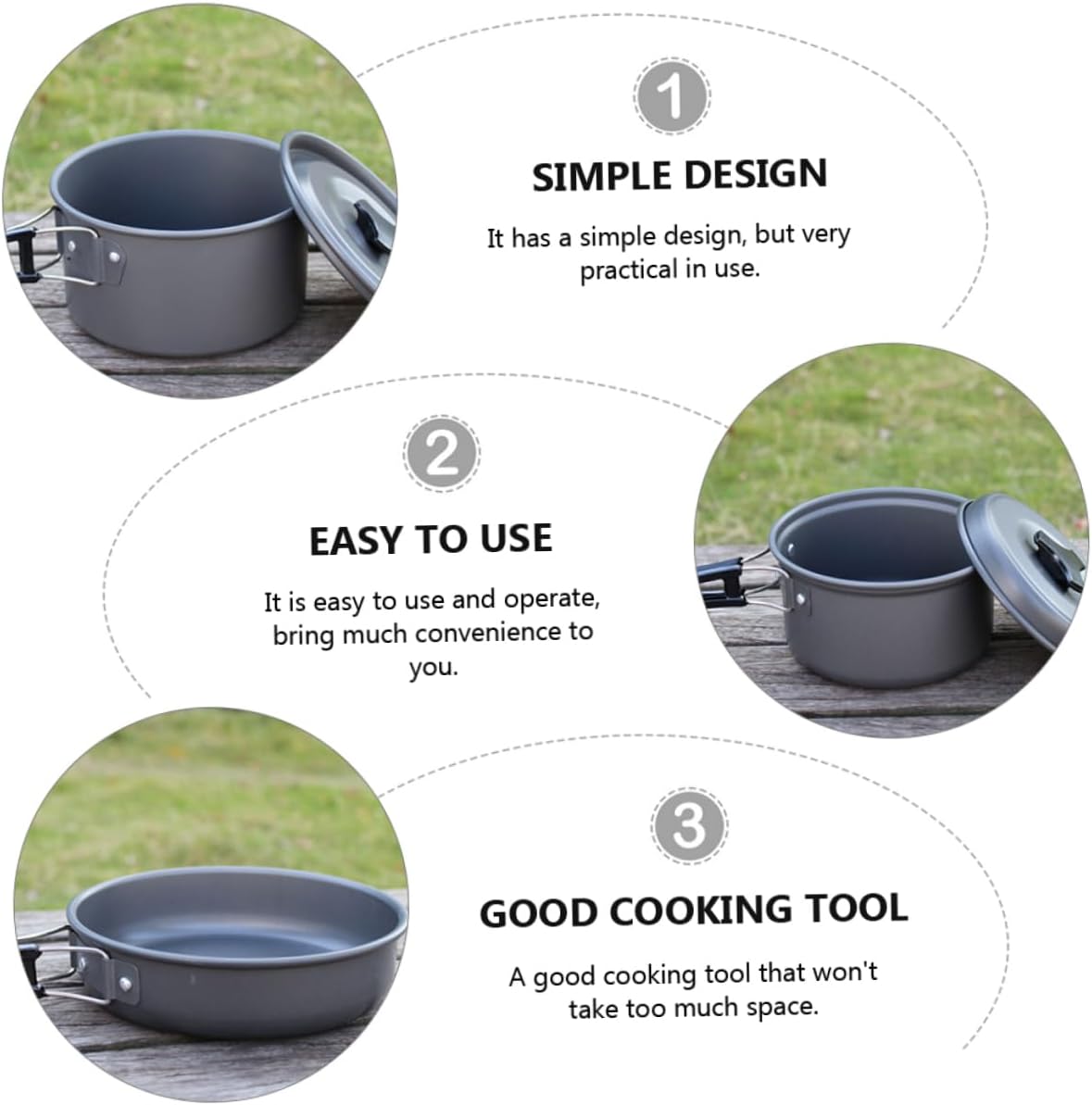 GALPADA Portable Camping Cookware Kit Folding Pot Pan Bowls Spoons Brush Mesh Bag for People Outdoor Activities