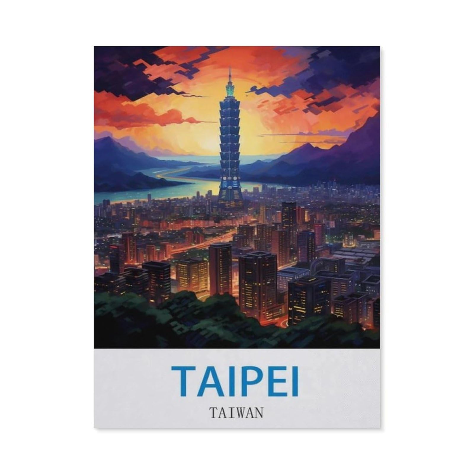 BEAYODKP Diamond Painting Kits for Adults and Kids，Taipei Taiwan，Full Drill Round Rhinestone Paint with Diamonds（40 x 50 cm/15.74 x 19.68 inches）-CM26