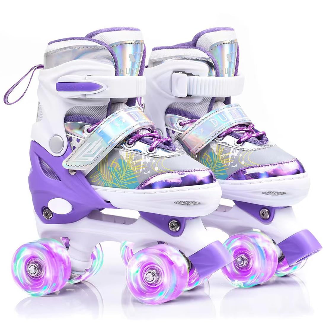 ERNAN Roller Enfant Filles et Garçons,Patin a Roulette Enfant 4 Taille Réglable, Roller Quad avec 8 Roues Lumineuses. Patins à roulettes pour Enfants pour débutants