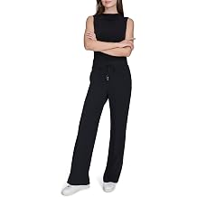 H Halston Womens Long Wide Leg Drawstring Sweatpants