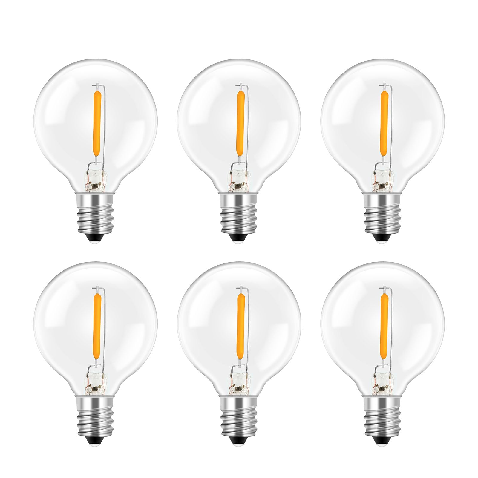 SCNNC 1W E12 G40 LED Bulbs Outdoor 220V, IP54 Waterproof Warm White 2700K LED Filament Globe G40 Replacement Bulbs for Outdoor Garden String Lights Party Festoon Light, Pack of 6