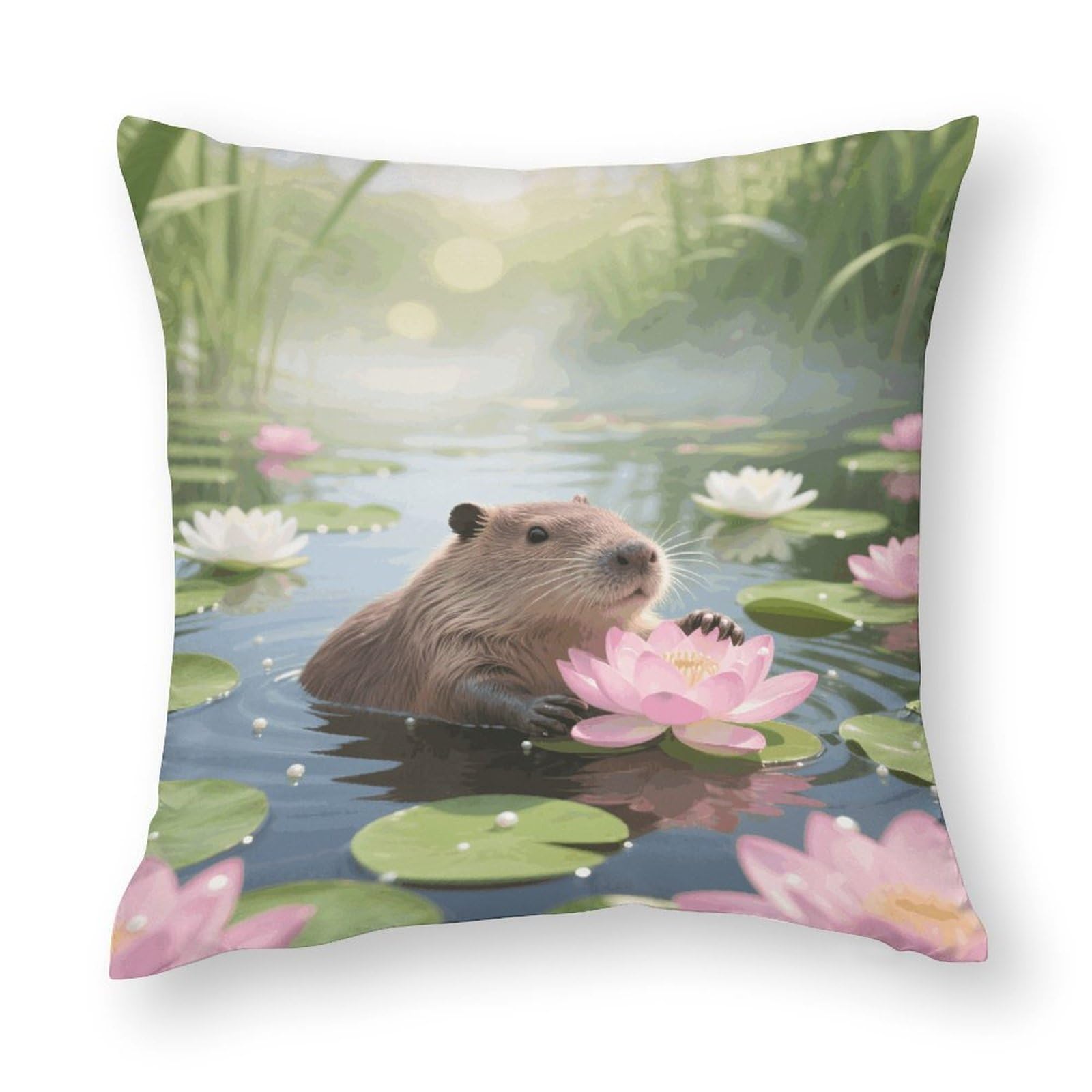 Capybara Throw Pillow Covers Square Pillow Sham Removable Pillow Protector Modern Cushion Covers Soft Pillowcases Cozy Pillow Cases for Sofa Bed Car 22"x22"