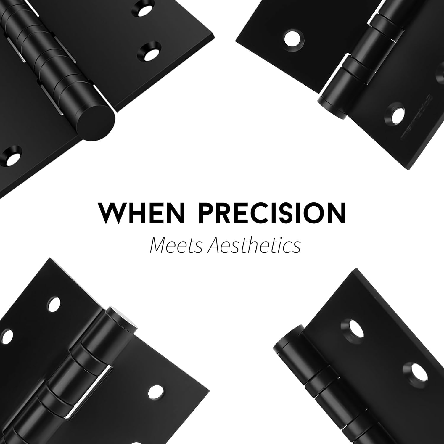 goldenwarm 6 Pack 4 x 4 Inch Ball Bearing Door Hinges Heavy Duty Stainless Steel Exterior Door Hinges with Square Corners, Matte Black, Smooth & Quiet with Non-Removable Pin