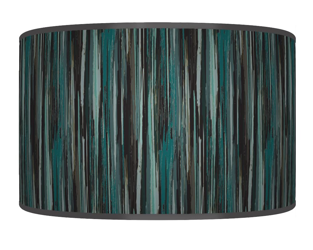 New Stripe Abstract Lampshade Teal Blue Grey Ceiling Light Handmade Drum Lamp Shade Floor Table or Ceiling Pendant Light Shade dz215 (Teal Blue Grey, 45cm(18"))