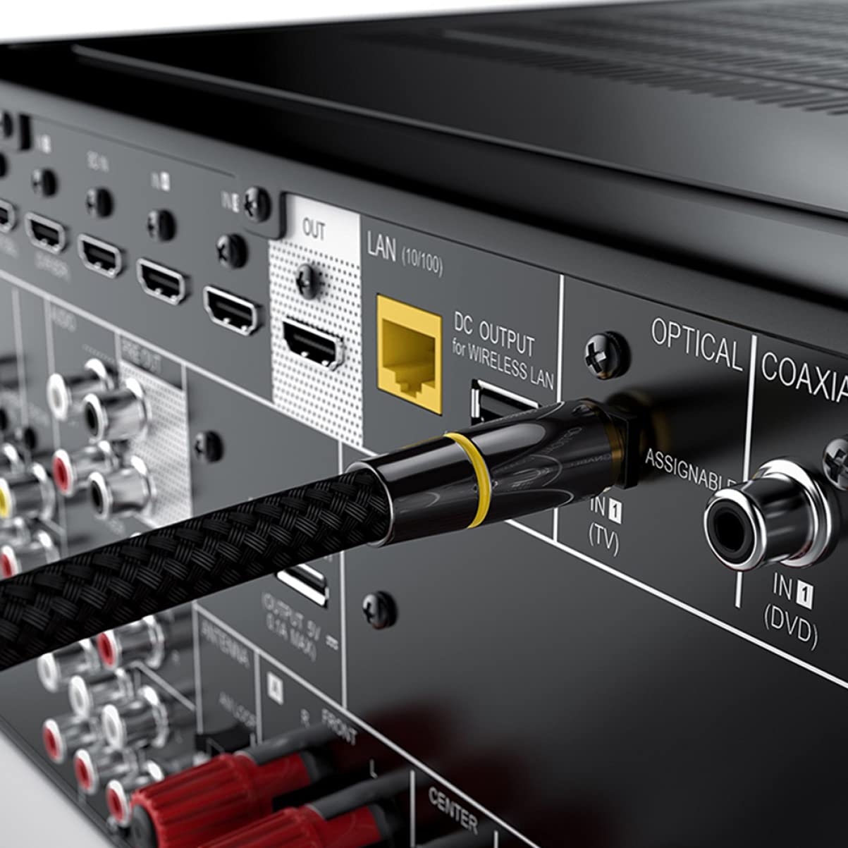 KOMBIUDA Cavo Audio Ottico in Fibra Ottica Nero, Copertura Protettiva, Qualità del Segnale, per Console di Gioco,