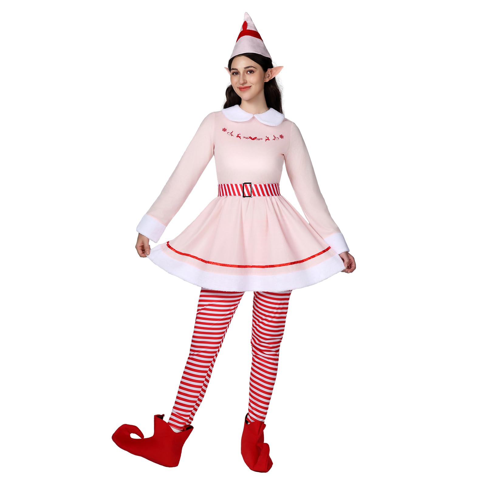 EraSpooky Costume d'elfe de Noël pour femme, déguisement d'elfe de Noël de luxe