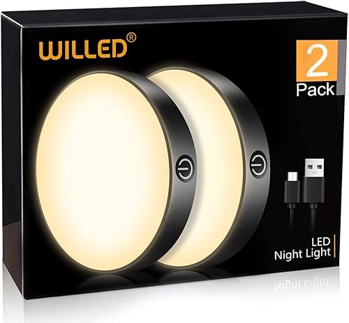 Vista 13 de WILLED Luces táctiles regulables de 3000 K, luces de grifo recargables con batería, luz magnética para armario, luces LED portátiles para armario