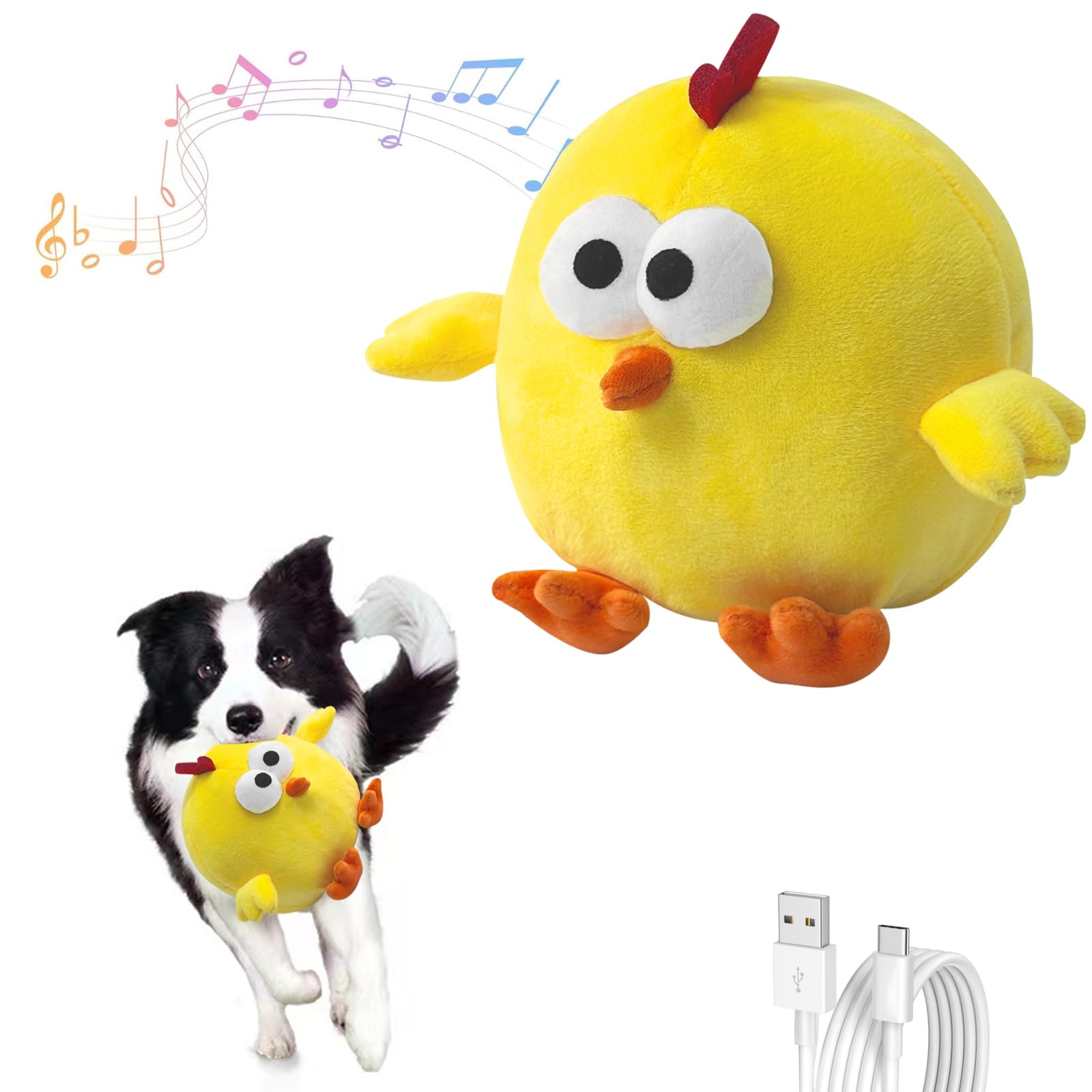 yewacne Interactive Dog Toys, Puppy Toys to Keep Them Busy, Rechargeable Squeaky Dog Toys, Bouncing Plush Chew Toy for Small Dogs for Boredom, Automatic Self Play Moving Vibrating Music Toy