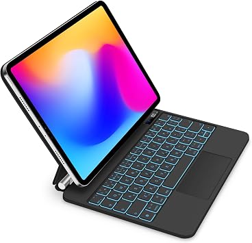 GOOJODOQ 2024 Magic Keyboard, Compatible with iPad Air 6 M2, 11 inch, iPad Pro 11 1st/2nd/3rd/4th Generation, iPad Air 4th/5th/6th Generation, Keyboard with Trackpad Case, 7 Colors Backlight