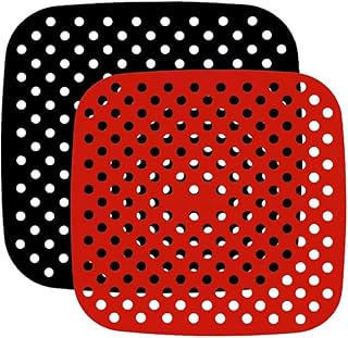 Lot de 2 Paniers de Friteuse en Silicone Réutilisables de 8,5inch Accessoires pour Cuisson Vapeur en Bambou (carré)