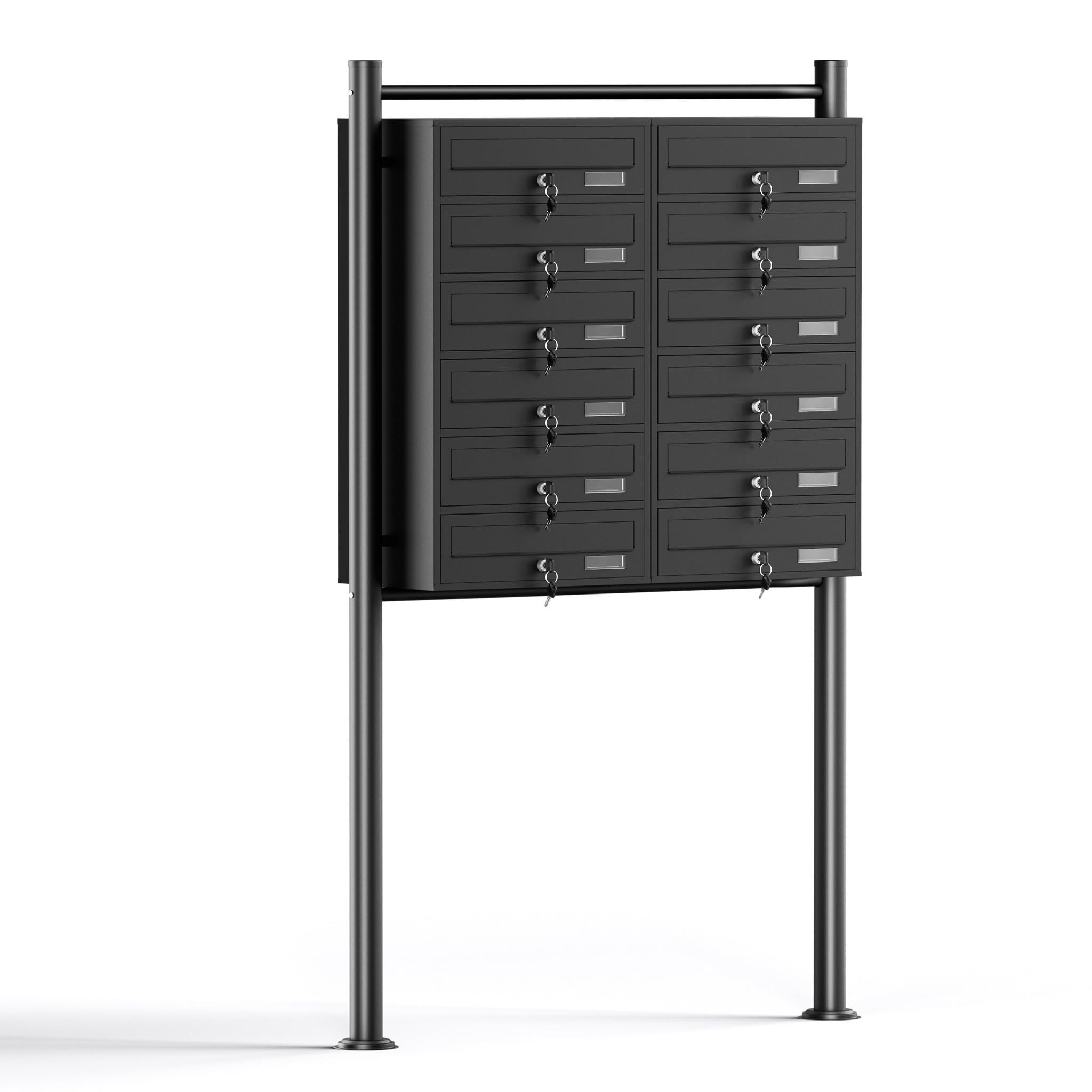 Mailbox System 12 Doors black Letterbox Postbox Pillar Letter Mail Post Box