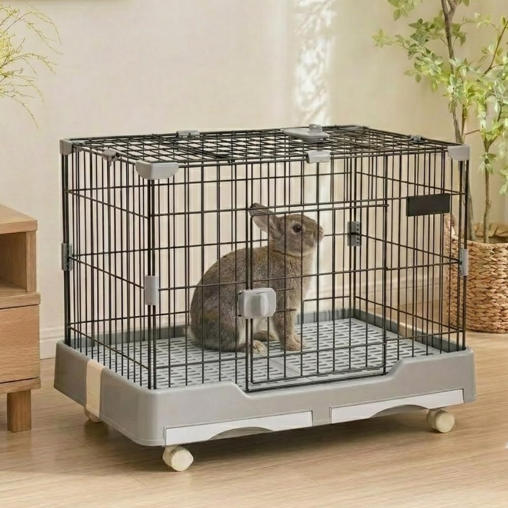 Amazon | ウサギ用 小型ケージ 小動物用 キャスター付き 天井ドア