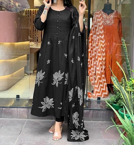 KULIA Zestaw Kurti dla kobiet, Tradycyjny strój indyjski, Kurti ze spodniami, Etniczna, drukowana, wiskozowa kurti, Suknia ślubna, Zestaw Salwar, Prezenty na Diwali