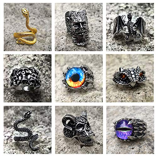 Adjustable Snake Skull Rings for Women Men, ALT Y2K Goth Accessories Rings Eboy Egirl Pirate Biker Gothic Cool Vintage Punk Jewelry Rings Aesthetic2