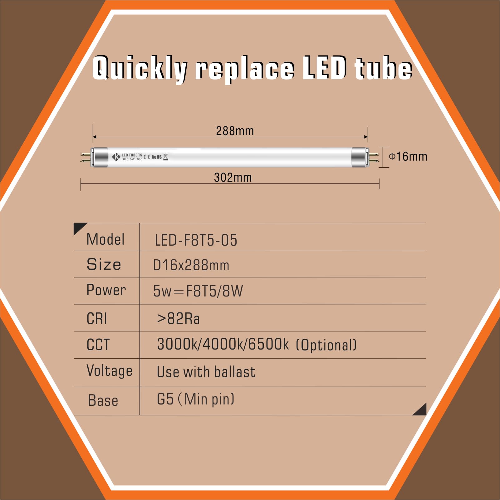 KENIU t5 led Tube Light 5w 680lm 288mm 6500k Plug & Play Works with (ECG) or (CCG) ballasts - Image 3