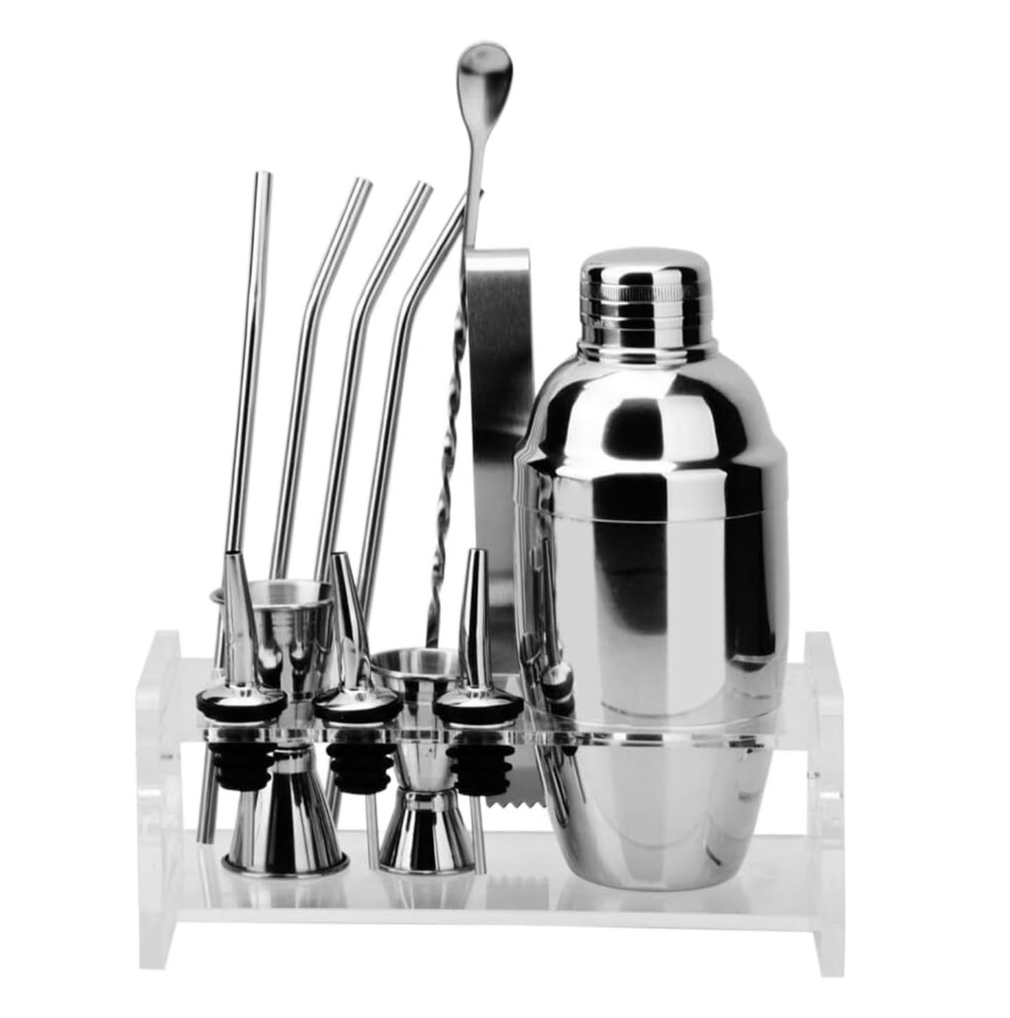 Shaker Cocktail per Miscelare Bevande Set da 12 Pezzi per Cocktail con Supporto Set di Shaker per Cocktail Set di Attrezzi da Bar Kit da Barista per Bar Casa Feste(550ml)