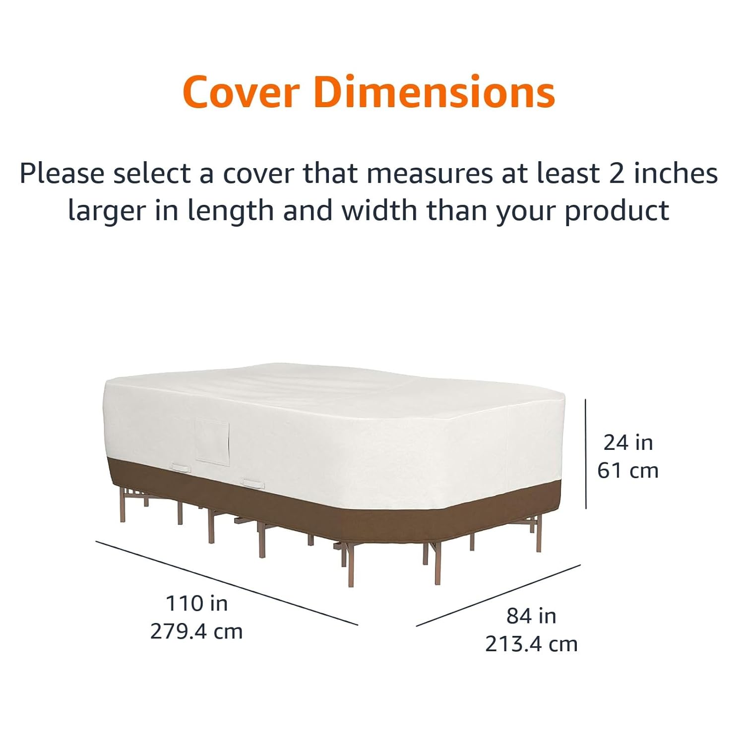 Amazon Basics Rectangular/Oval Patio Table and Chair Set Cover, Beige/Tan, 279 x 213 x 61 cm - Image 2