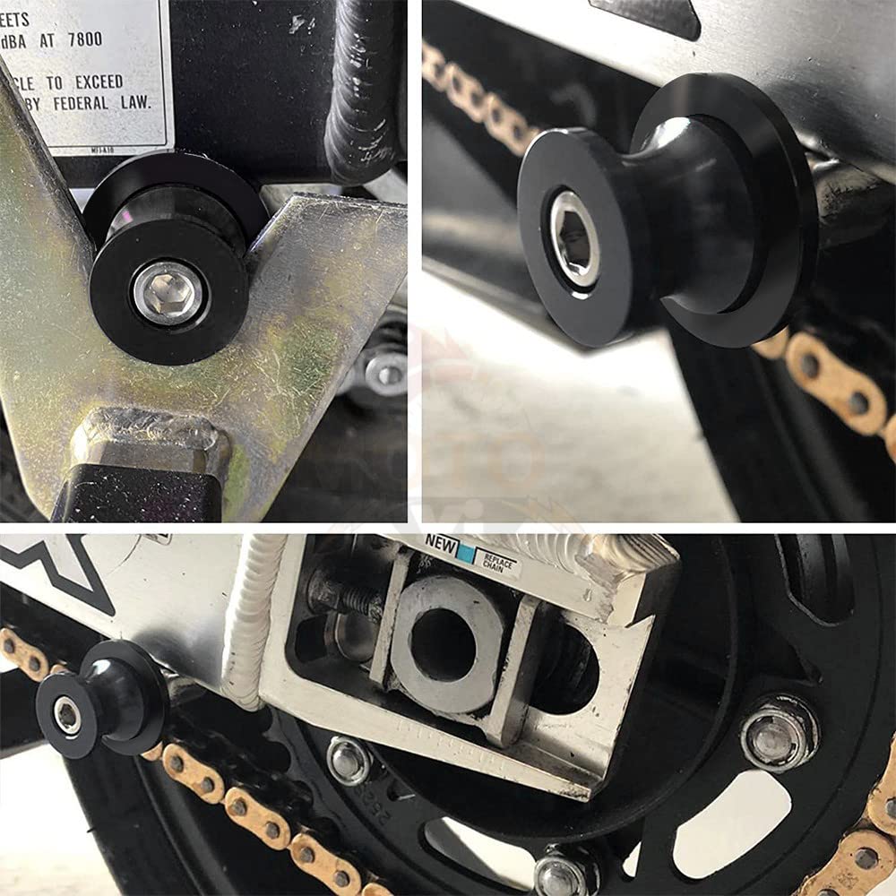 Lot 2 Bobines Bras Oscillant Moto 8mm Sixfolo - Curseur Swing Arm Aluminium CNC Noir