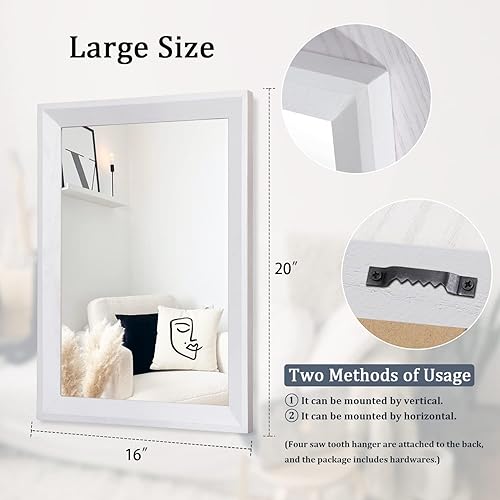 Vista 170 de AAZZKANG Espejos para pared, espejo colgante con marco de madera rústica, 20 x 16 pulgadas, decorativo para casa de campo, dormitorio, baño, sala