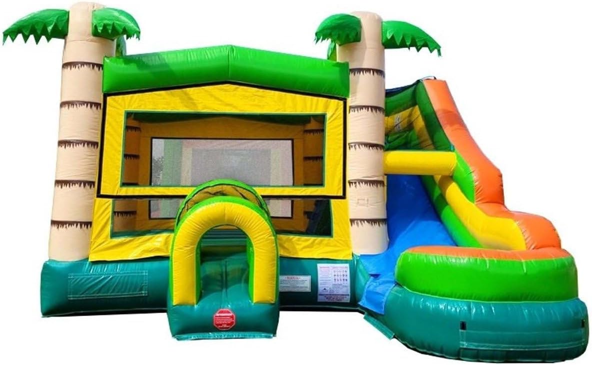 TentandTable Inflatable Bounce House Water Slide for Kids 5-12 Large, Commercial Grade Bouncy Castle for Adults, Jump House, Includes Electric Air Blower, 19' L x 18.5' W x 16' H, Tropical Modular