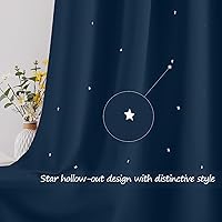 Vista 3 de NICETOWN - Cortinas para habitación de niños con estrellas de corte láser, cortinas de ventana opacas para guardería para bloquear la luz y reducir