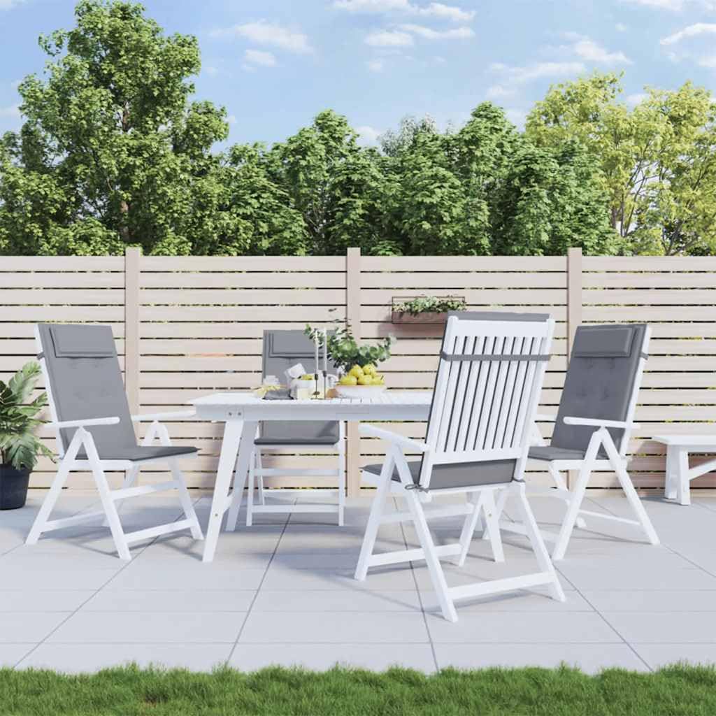 4er Set Hochlehner-Auflagen Grau, Komfortable Gartenstuhlauflagen aus Oxford-Gewebe, 120 x 50 cm Stuhlkissen für Gartenstühle und Hochlehner, Bequeme Polsterauflagen für Draußen