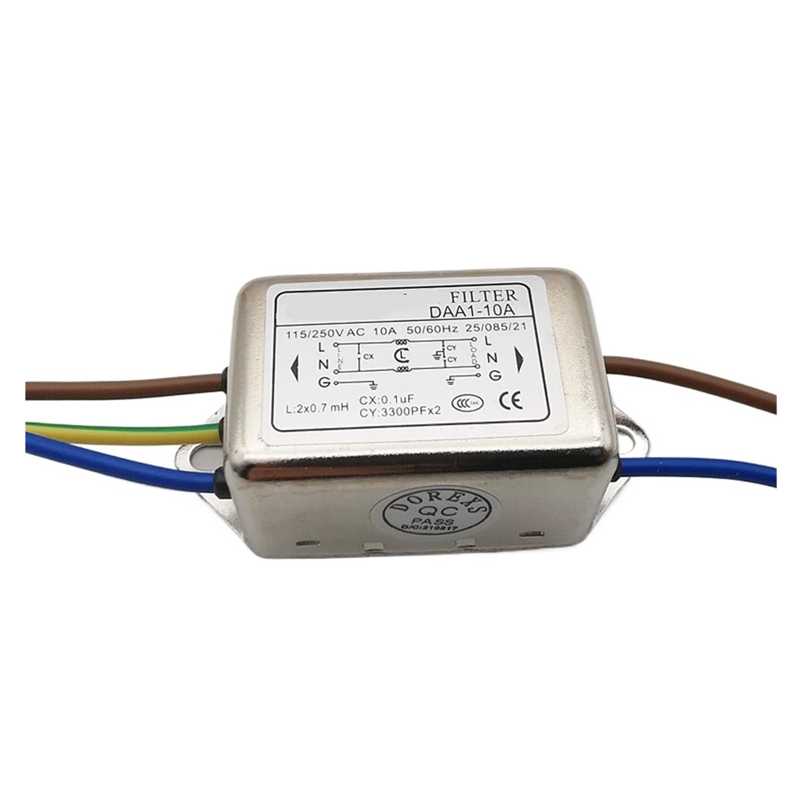 Filtro de potencia monofásico contra ruido eléctrico de 220 V DAA1-10A con diseño plomo