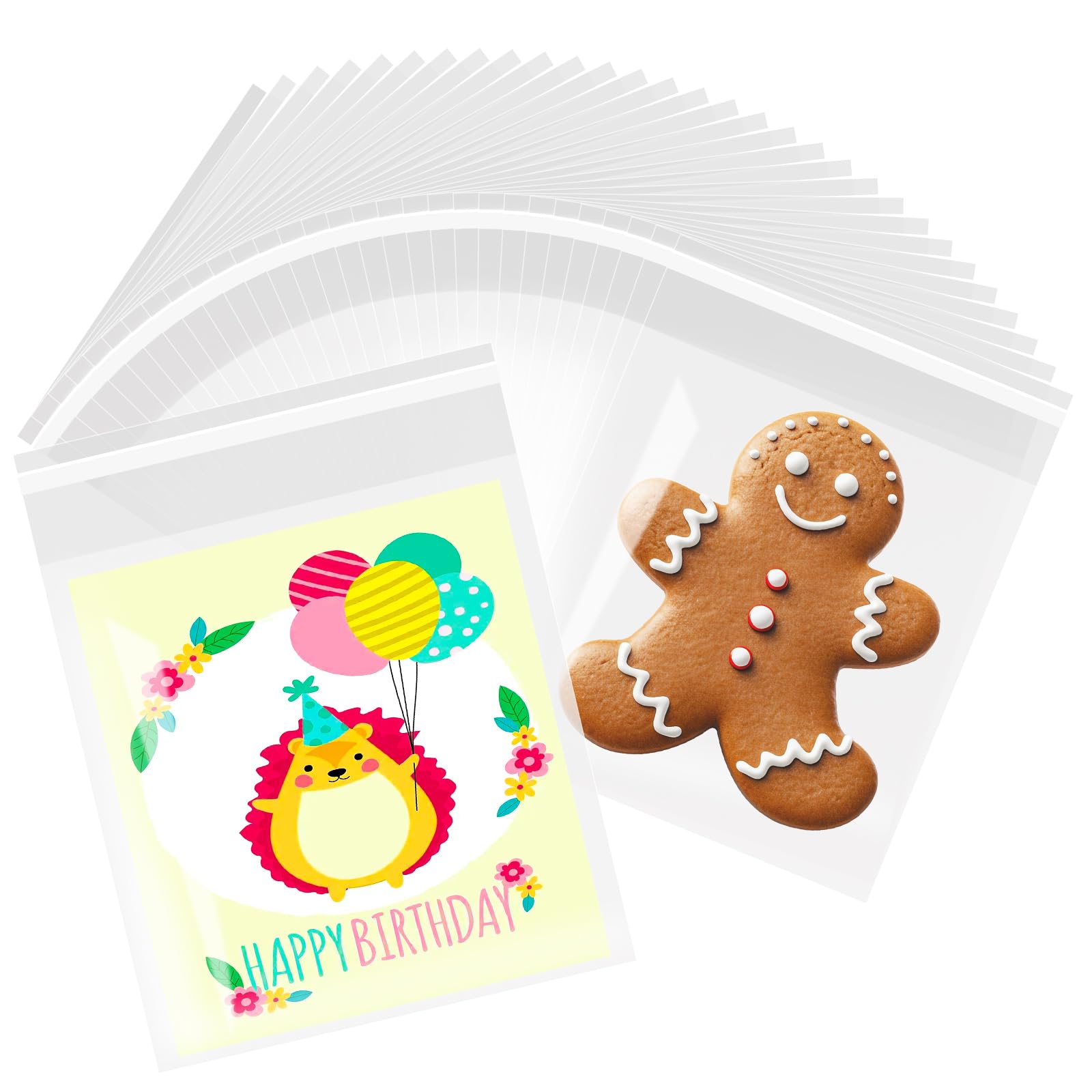 LEOSINDA 200 Pcs Self Sealing Cellophane Bags 4 X 5 Inches Cookie Bags With Seal for Gift Wrapping,Packaging Candies,Dessert,Bakery, Cookies, Chocolate,Party,Wedding and Holiday Packaging