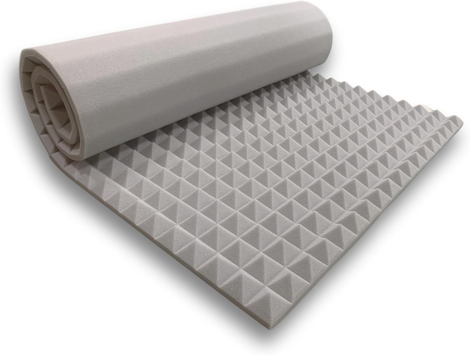 MMT Acoustix® 6’x3’ Pyramid Acoustic Foam Sheet For 2x Noise Reduction & Pro Studio Acoustics, 3D Sound Absorption | 2 inch, Stone white, 1 Sheet