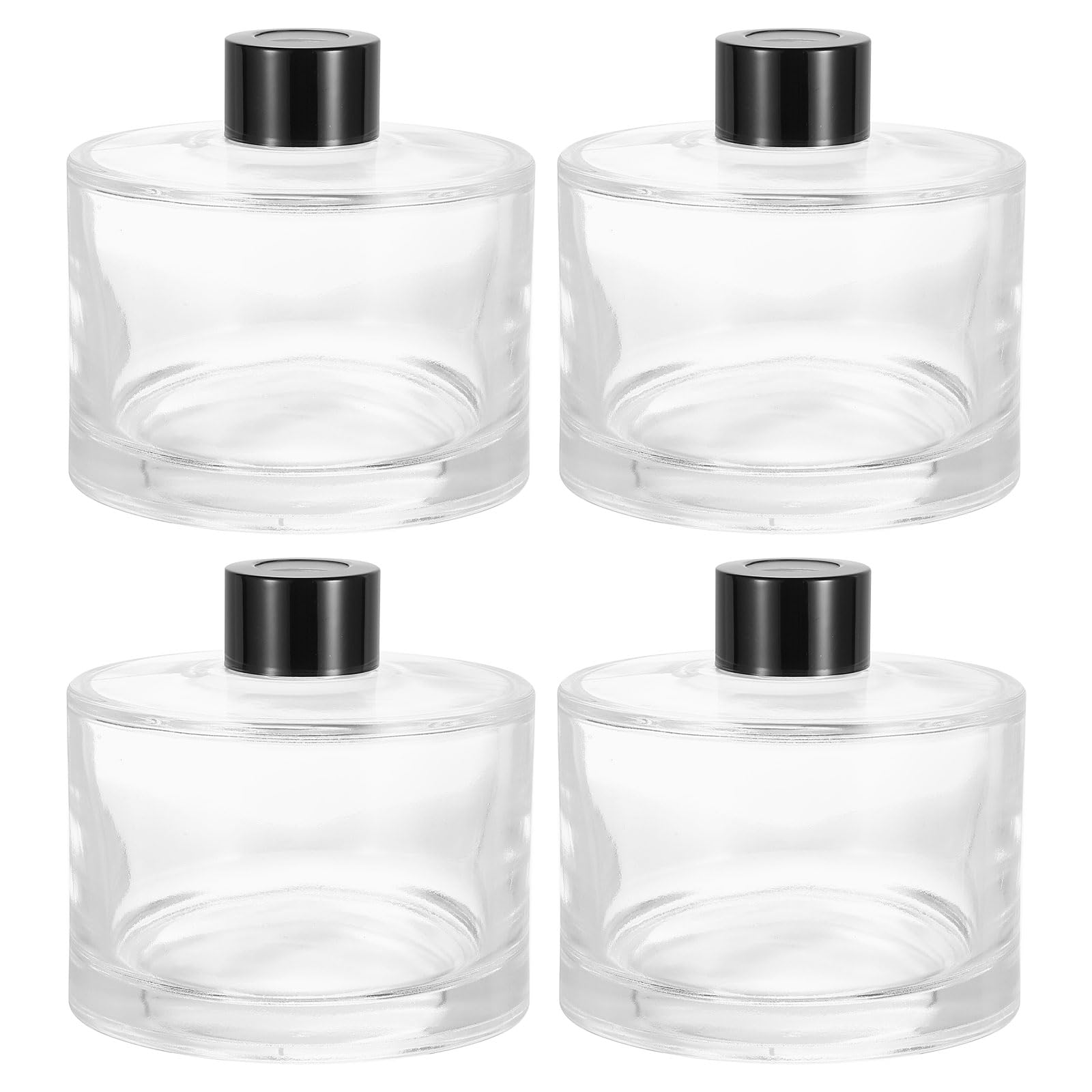 HARFINGTON 4pcs 250ml/8.5oz Empty Glass Diffuser Bottle 3.5" x 3.6" Refillable Fragrance Accessories Aromatherapy Jar Container for Replacement Reed