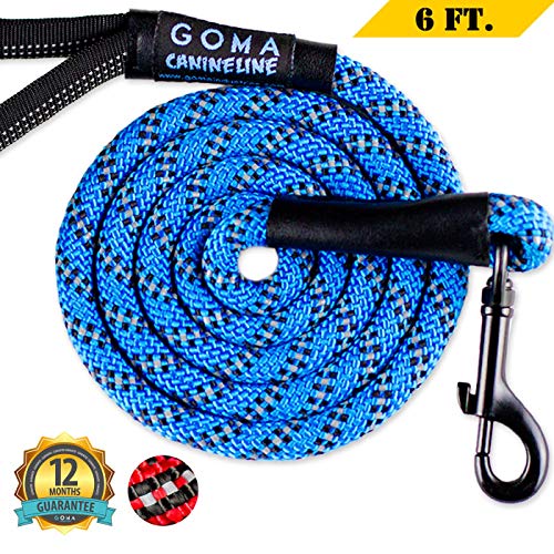 DOG LEASH - Reflective Lead - 100% NYLON safety leashes for night walking acts as light reflective dog leash - dog leashes for small, Medium Large dogs - perfect for dog harness and dog collar