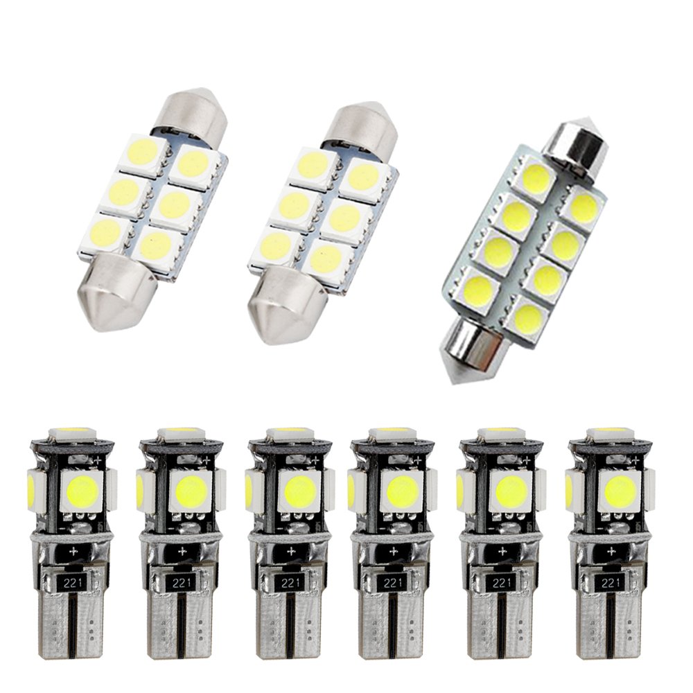 For JETTA MK5 Passat B6 R36 Car Led Interior Light Bulb Replacement Car Dome Light Bulb Kit 9pcs White