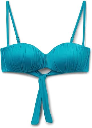 CALZEDONIA Womans Graduated Padded Bandeau Swimsuit Top Shiny Satin
