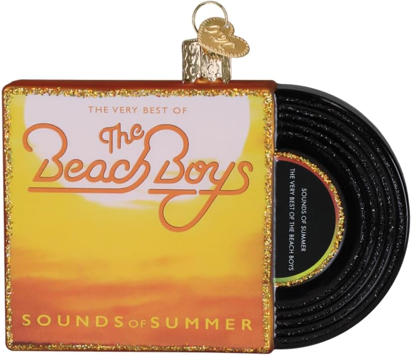 Old World Christmas Sounds of Summer Album Cover Glass Blown Ornament for Christmas Tree, Handcrafted Holiday Decoration, Music Collection