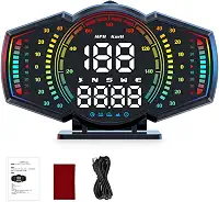 Velocímetro digital universal para automóveis, visor HUD com GPS, alertas de excesso de velocidade e fadiga, para todos os veículos- Ideal para Valorizam Precisão e Conforto