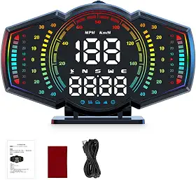 Velocímetro digital universal para automóveis, visor HUD com GPS, alertas de excesso de velocidade e fadiga, para todos os veículos- Ideal para Valorizam Precisão e Conforto