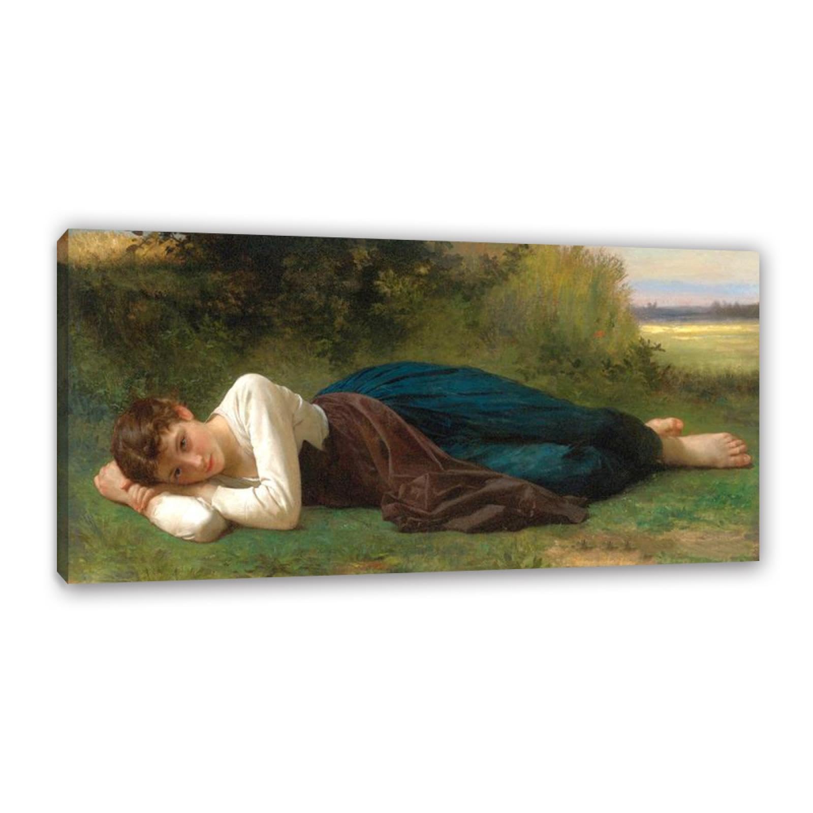 RXNHGJDS William-Adolphe Bouguereau Wall Art The Rest Fine Art Portrait Wall Painting Aesthetic Wall Decor for Living Room Bedroom Bathroom Home Decor 160x80cm Inner frame