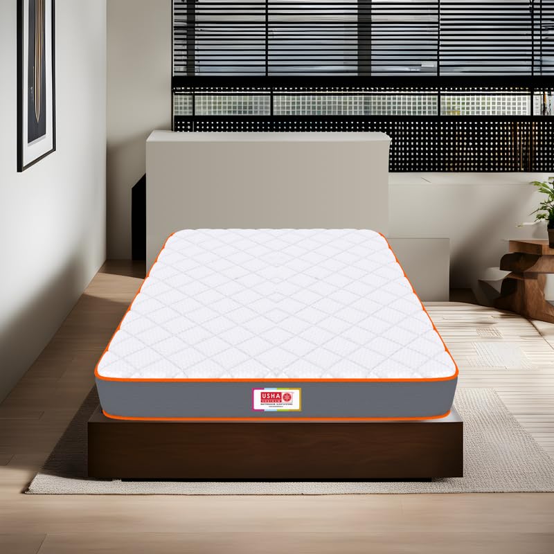 USHA SHRIRAM 7-Zone Dual-Hard and Soft- 6 inch Single High Resilience (HR) Foam Mattress | with NFF Technology | Medium Firm, Quilted Knitted Fabric with 10 Years Warranty (LxB : 72X30)