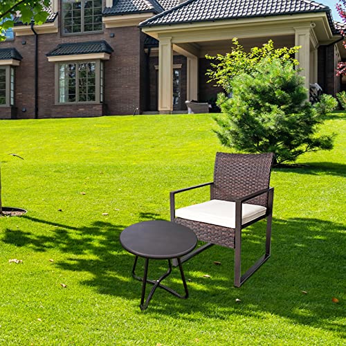 Yiyan Outdoor Side Tables,Resistant Steel Patio Side Table,Small Round End Table For Patio Balcony Porch Garden (Brown) #TOP5