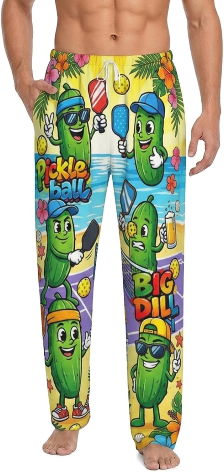 Funny Pajamas Pants for Men Lightweight Lounge Sleeping Pants Straight-Fit Men Pj Bottoms with Pockets Drawstring