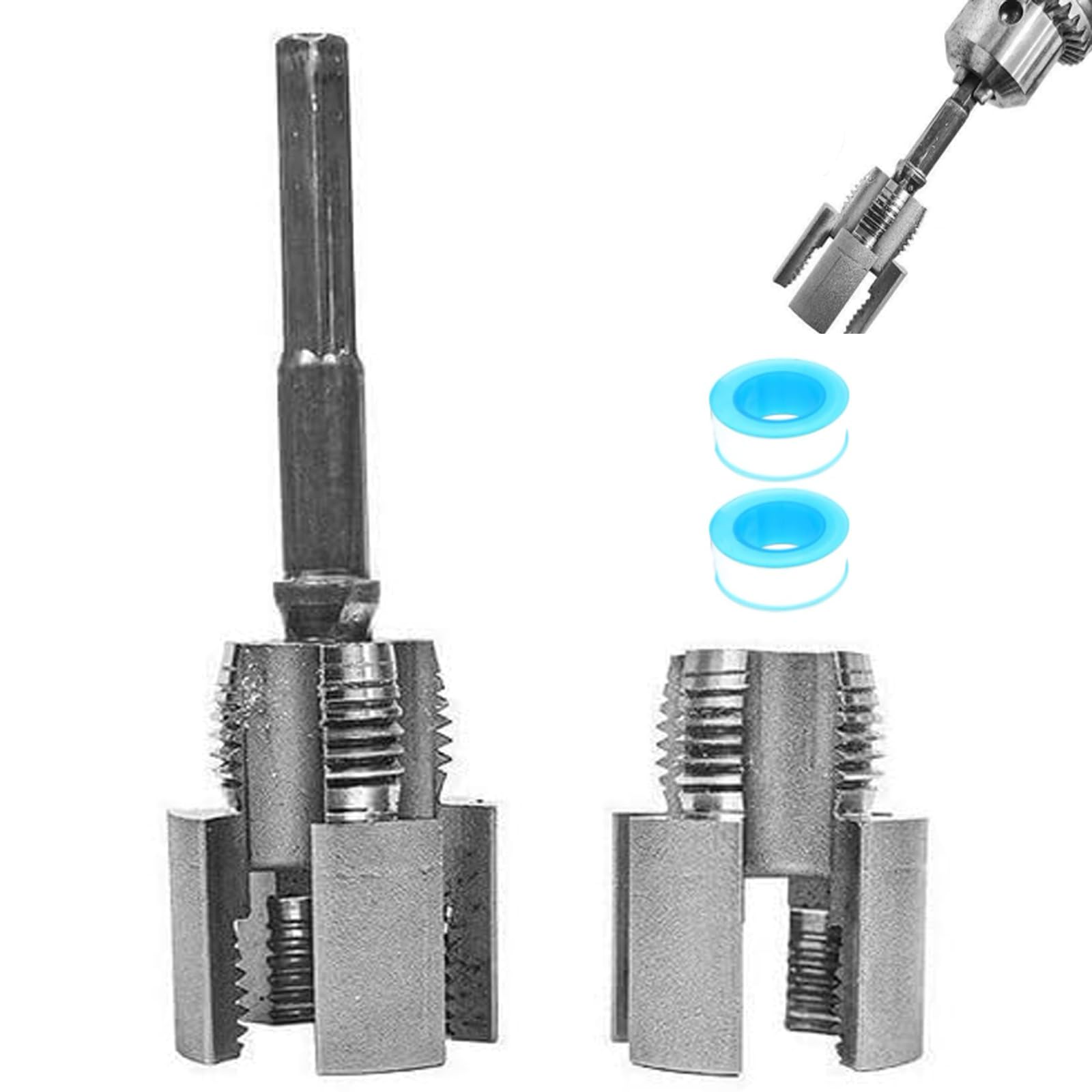 Integrated Internal & External Pipe Threading Tool,Pipe Thread Cutting Tool,Electric Drill Compatible PVC Pipe Threader Kit,PVC Threader Plumbing